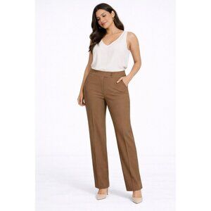 Anne Klein Womens Nutmeg Crinklette Straight Leg Pants Size 2P